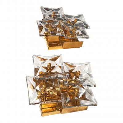  Kinkeldey Set of 2 Kinkeldey Hollywood Regency crystal wall lamps 1970