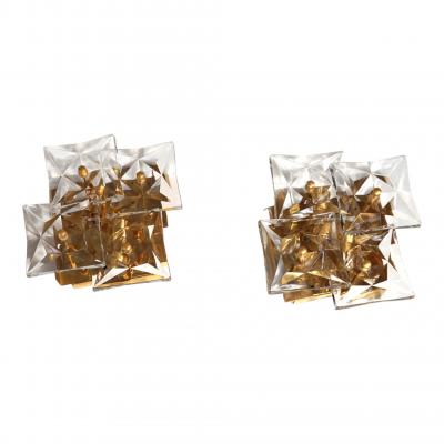  Kinkeldey Set of 2 Kinkeldey Hollywood Regency crystal wall lamps 1970