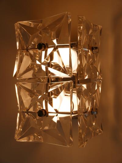  Kinkeldey Set of Two Mid Century Modern Kinkeldey Crystal Glass Sconces or Wall Lamps