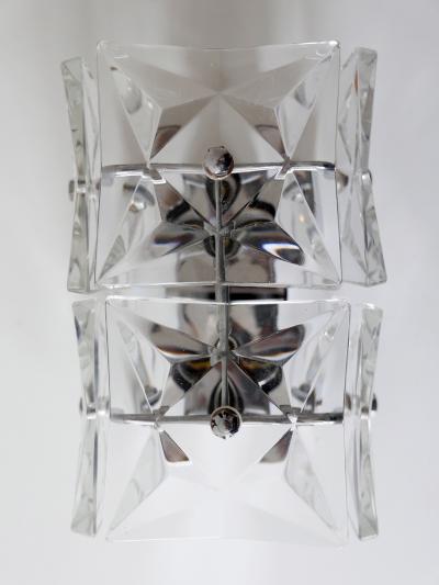  Kinkeldey Set of Two Mid Century Modern Kinkeldey Crystal Glass Sconces or Wall Lamps