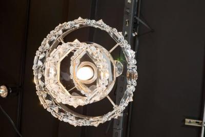  Kinkeldey Two Tiered Crystal Segmented Chandelier with Chrome Fittings by Kinkeldey