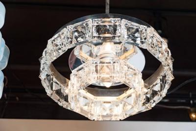  Kinkeldey Two Tiered Crystal Segmented Chandelier with Chrome Fittings by Kinkeldey