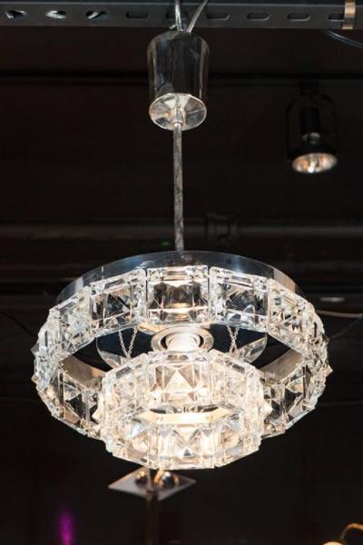  Kinkeldey Two Tiered Crystal Segmented Chandelier with Chrome Fittings by Kinkeldey