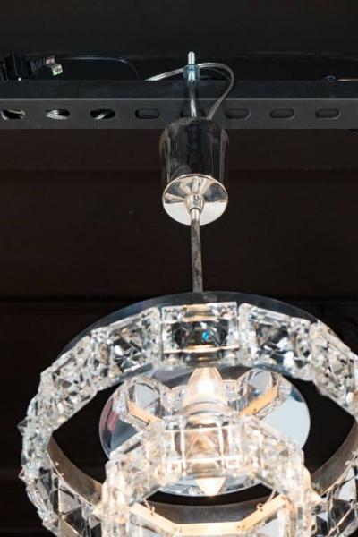  Kinkeldey Two Tiered Crystal Segmented Chandelier with Chrome Fittings by Kinkeldey