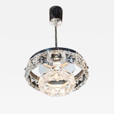  Kinkeldey Two Tiered Crystal Segmented Chandelier with Chrome Fittings by Kinkeldey