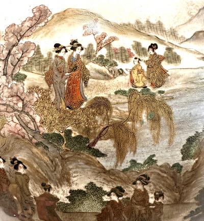  Kinkozan Exceptional Large Japanese Ceramic Moon Vase by Kinkozan Meiji Period