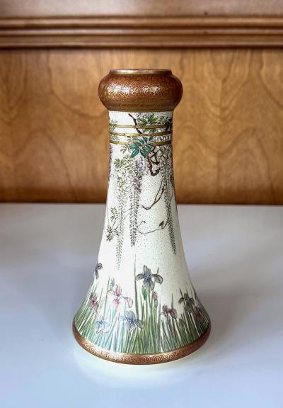  Kinkozan Fine Japanese Enameled Satsuma Vase by Kinkozan Meiji Period