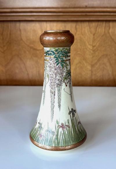  Kinkozan Fine Japanese Enameled Satsuma Vase by Kinkozan Meiji Period