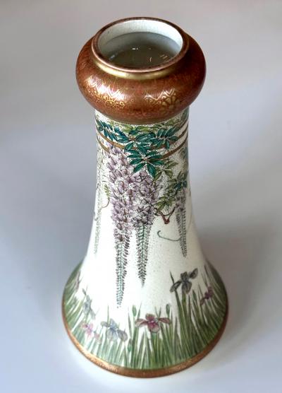 Kinkozan Fine Japanese Enameled Satsuma Vase by Kinkozan Meiji Period