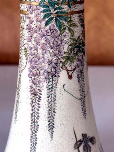  Kinkozan Fine Japanese Enameled Satsuma Vase by Kinkozan Meiji Period