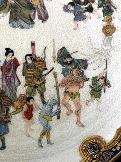  Kinkozan Pair Japanese Satsuma Plates with Miniature Decoration by Kinkozan