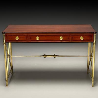  Kittinger Furniture Co Kittinger English Regency Campaign Desk Rosewood Satinwood Brass USA 1950s