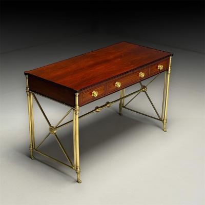  Kittinger Furniture Co Kittinger English Regency Campaign Desk Rosewood Satinwood Brass USA 1950s