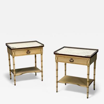  Kittinger Furniture Co Kittinger Hollywood Regency Style Nightstands Faux Bamboo Painted Wood Brass