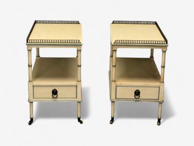  Kittinger Furniture Co Kittinger Hollywood Regency Style Side Tables Faux Bamboo Painted Wood Brass