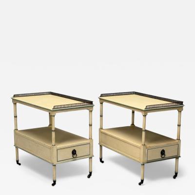  Kittinger Furniture Co Kittinger Hollywood Regency Style Side Tables Faux Bamboo Painted Wood Brass