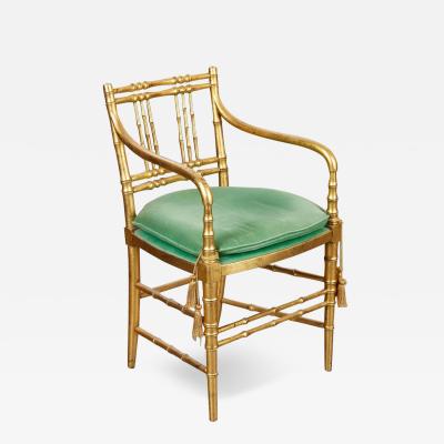  Kittinger Furniture Co Kittinger Regency Style Giltwood Faux Bamboo Arm Chair