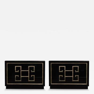  Kittinger Furniture Co Pair of Mid Century Modernist Mandarin Black Lacquer Low Chests by Kittinger