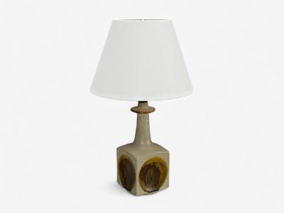  Knabstrup Knabstrup Attribution Beige Stoneware Table Lamp Denmark 1960s