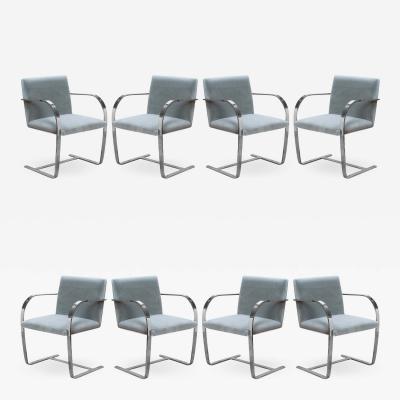  Knoll Brno Flat Bar Chairs in Mohair by Ludwig Mies van der Rohe for Knoll Set of 8