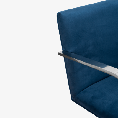  Knoll Brno Flat Bar Chairs in Navy Ultrasuede by Mies van der Rohe for Knoll Set of 8