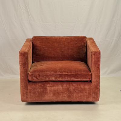  Knoll Classic Velvet Upholstered Club Chair by Charles Pfister for Knoll
