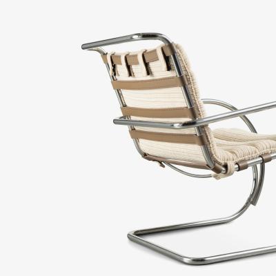  Knoll Custom Knoll MR Lounge Chairs in Ivory Wool by Mies van der Rohe for Knoll Pair