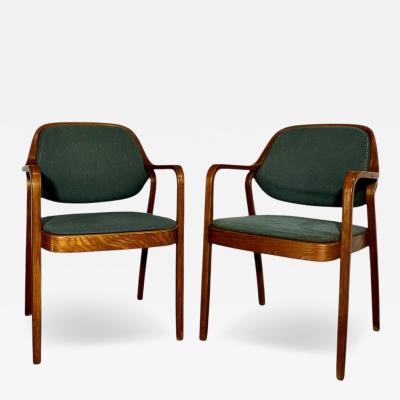  Knoll Don Pettit for Knoll Bent Oak Arm Chairs 1980