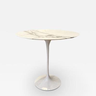  Knoll EERO SAARINEN OVAL SIDE TABLE WITH GREY SATIN MARBLE WHITE BASE