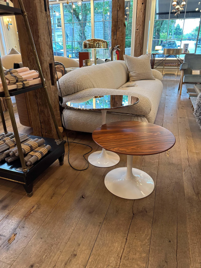  Knoll EERO SAARINEN OVAL SIDE TABLE WITH ROSEWOOD WHITE BASE