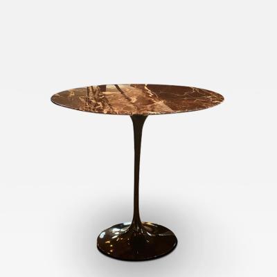  Knoll EERO SAARINEN OVAL SIDE TABLE WITH ROSSO RUBINO POLISHED MARBLE BLACK BASE