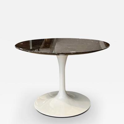  Knoll EERO SAARINEN SMALL ROUND COFFEE TABLE WITH ESPRESSO MARBLE TOP WHITE BASE