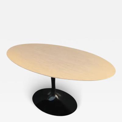  Knoll Eero Saarinen Knoll Oval Tulip Dining Table 66x38 Blond Wood Top Black Base