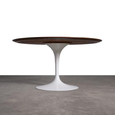  Knoll Eero Saarinen Round Knoll Tulip Dining Table in Book Matched Brazilian Rosewood