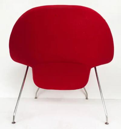  Knoll Eero Saarinen Style Womb Chair and Ottoman with Chromed Metal Needs Reupholstery