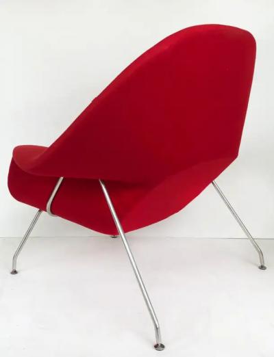  Knoll Eero Saarinen Style Womb Chair and Ottoman with Chromed Metal Needs Reupholstery