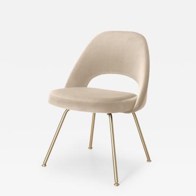  Knoll Eero Saarinen for Knoll Executive Armless Chairs in Velvet Brushed Brass