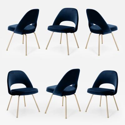  Knoll Eero Saarinen for Knoll Executive Armless Chairs in Velvet Brushed Brass 6