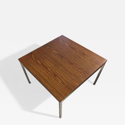  Knoll Florence Knoll Walnut Side Table with Solid Chrome Legs Circa 1950s