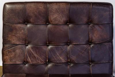  Knoll Four Barcelona Chrome and Leather Chairs and Ottomans by Mies van der Rohe