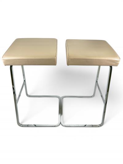  Knoll Four Seasons Bar Stools by Mies Van Der Rohe for Knoll in Leather and Chrome