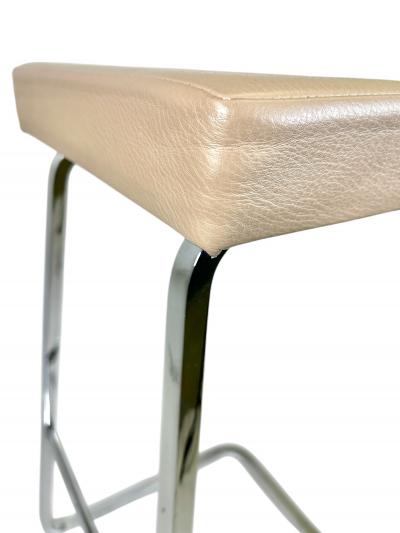  Knoll Four Seasons Bar Stools by Mies Van Der Rohe for Knoll in Leather and Chrome