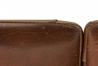  Knoll Harry Bertoia for Knoll Associates Brown Leather and Chrome Bench