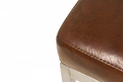  Knoll Harry Bertoia for Knoll Associates Brown Leather and Chrome Bench