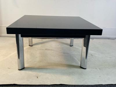  Knoll International BLACK GRANITE AND CHROME COFFEE TABLE BY KNOLL