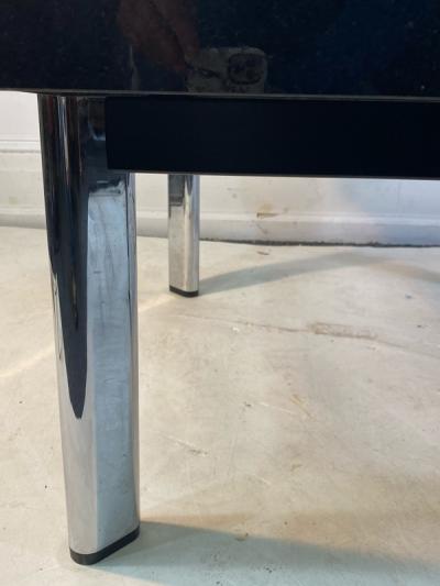  Knoll International BLACK GRANITE AND CHROME COFFEE TABLE BY KNOLL