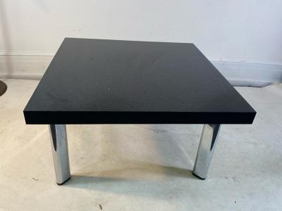  Knoll International BLACK GRANITE AND CHROME COFFEE TABLE BY KNOLL