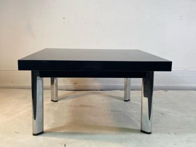  Knoll International BLACK GRANITE AND CHROME COFFEE TABLE BY KNOLL