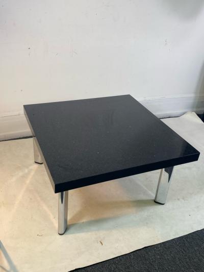  Knoll International BLACK GRANITE AND CHROME COFFEE TABLE BY KNOLL