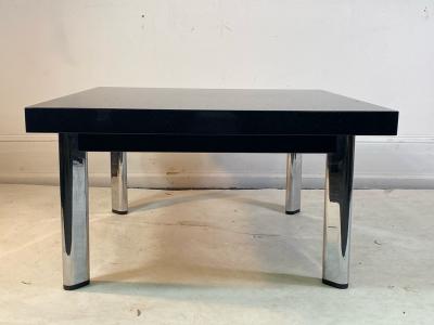  Knoll International BLACK GRANITE AND CHROME COFFEE TABLE BY KNOLL